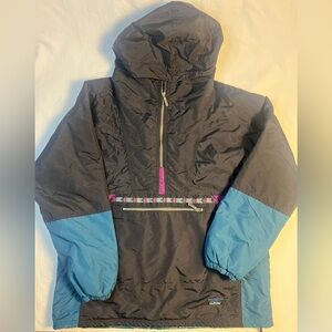 Vtg 90s LL BEAN Thinsulate Aztec Hooded Pullover Anorak Parka Jacket Fits Large